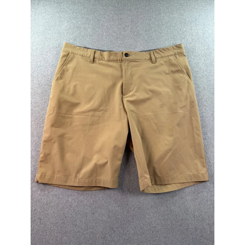 Adidas Primegreen Mens Golf Shorts Tan Khaki Flat Front GU0439‎ Size 38